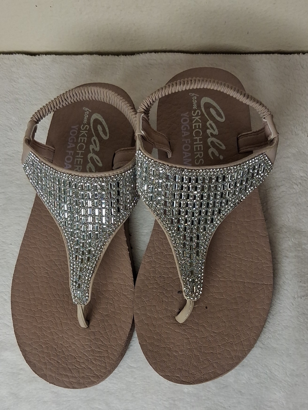 Skechers Women's Blush Thong Sandals with Silver Rhinestone Accents